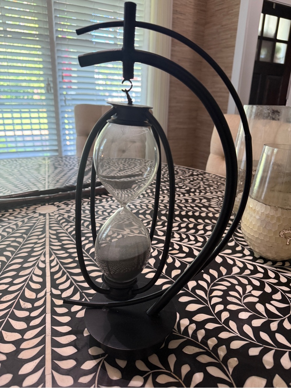 Modern Black Hanging Hourglass Sand Timer Decor